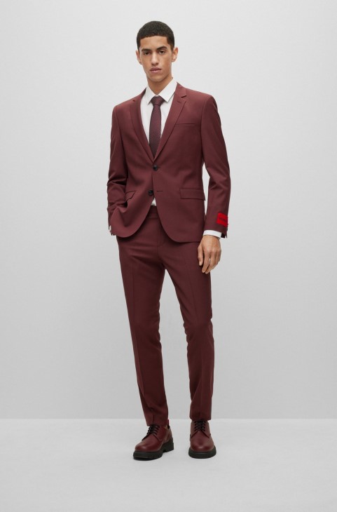 Κοστούμι Hugo Boss εξαιρετικά λεπτή σε σκούρο καφέ χρώμα