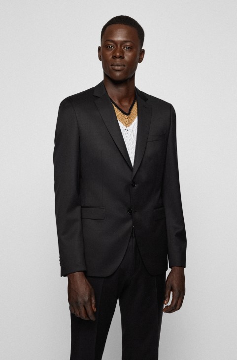 σακάκι εξαιρετικά λεπτής εφαρμογής σε παρθένο μαλλί Serge Hugo Boss μαύρο