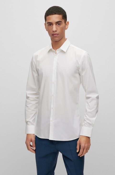 λευκό πουκάμισο με εξαιρετικά λεπτή εφαρμογή σε στριμμένη βαμβακερή ποπλίνα Hugo Boss