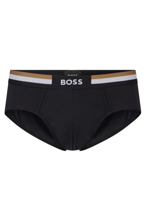 Μαύρο βαμβακερό σλιπ Hugo Boss με ριγέ ζώνη