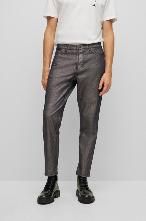 τζιν με κωνική εφαρμογή σε μεταλλικό τζιν γκρι Hugo Boss