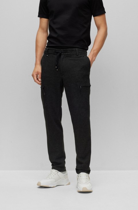 μαύρο Cargo παντελόνι με μικρο σχέδιο με κορδόνι στη μέση Hugo Boss