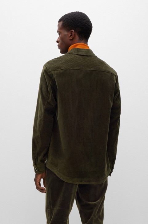 Χαλαρή μπλούζα Hugo Boss σε ανοιχτό πράσινο βαμβακερό κοτλέ
