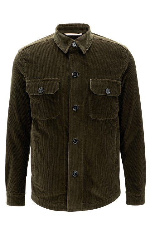 Χαλαρή μπλούζα Hugo Boss σε ανοιχτό πράσινο βαμβακερό κοτλέ
