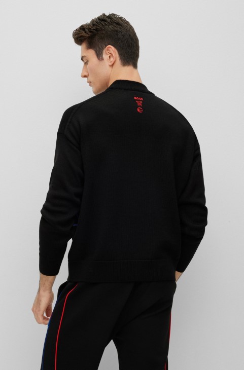 Boss & Nba πουλόβερ χαλαρής εφαρμογής με Intarsia διπλής επωνυμίας
