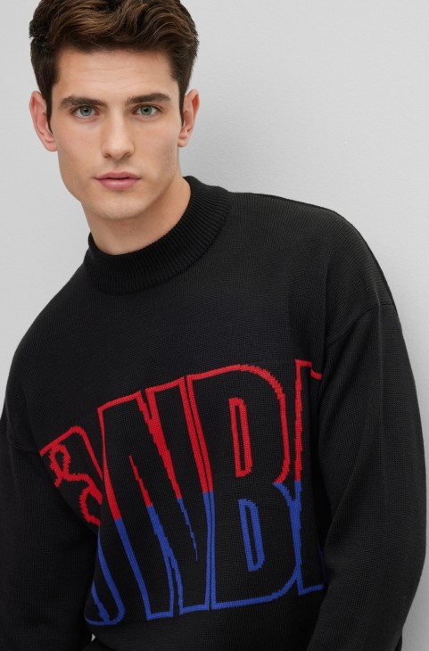 Boss & Nba πουλόβερ χαλαρής εφαρμογής με Intarsia διπλής επωνυμίας
