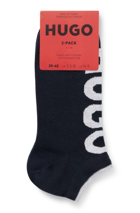 Hugo Boss σκούρο μπλε δύο σετ κάλτσες αστραγάλου σε βαμβακερό μείγμα
