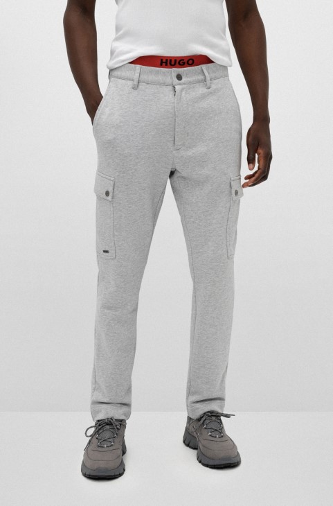 Hugo Boss ανοιχτό γκρι Slim-fit Cargo παντελόνι από σούπερ εύκαμπτο βαμβάκι μελανζέ