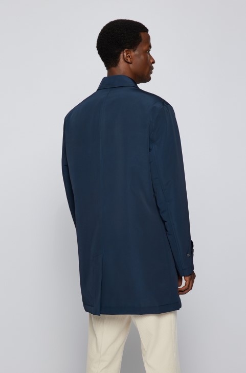 σκούρο μπλε υδατοαπωθητικό παλτό από ανακυκλωμένο ύφασμα Hugo Boss
