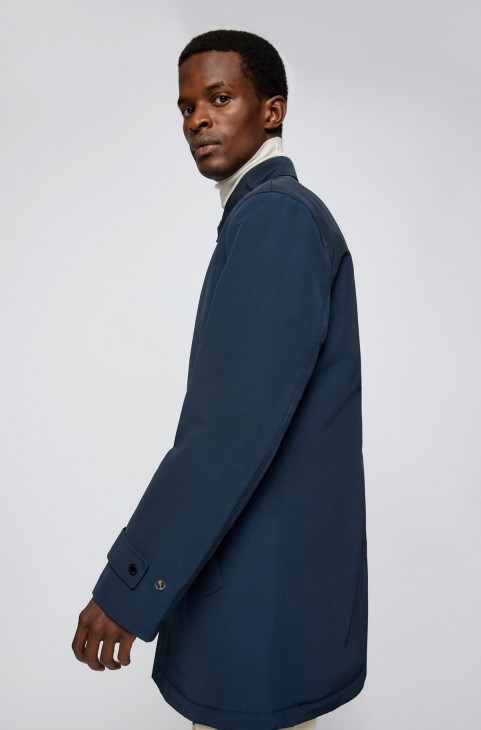 σκούρο μπλε υδατοαπωθητικό παλτό από ανακυκλωμένο ύφασμα Hugo Boss
