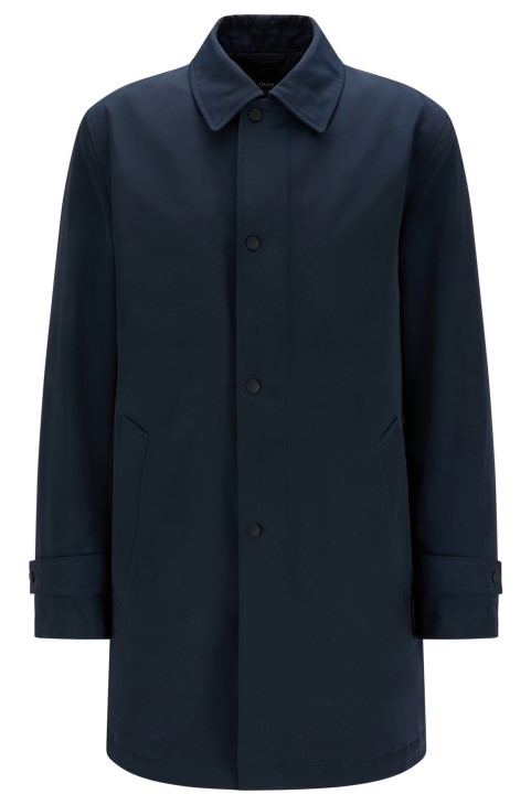 σκούρο μπλε υδατοαπωθητικό παλτό από ανακυκλωμένο ύφασμα Hugo Boss
