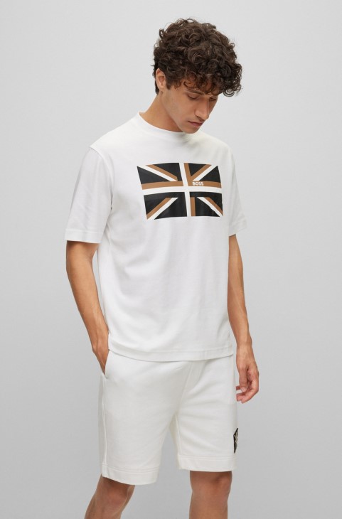 Μπλουζάκι από οργανικό βαμβάκι με κοντομάνικο μπλουζάκι με μπλουζάκι, λευκό Hugo Boss