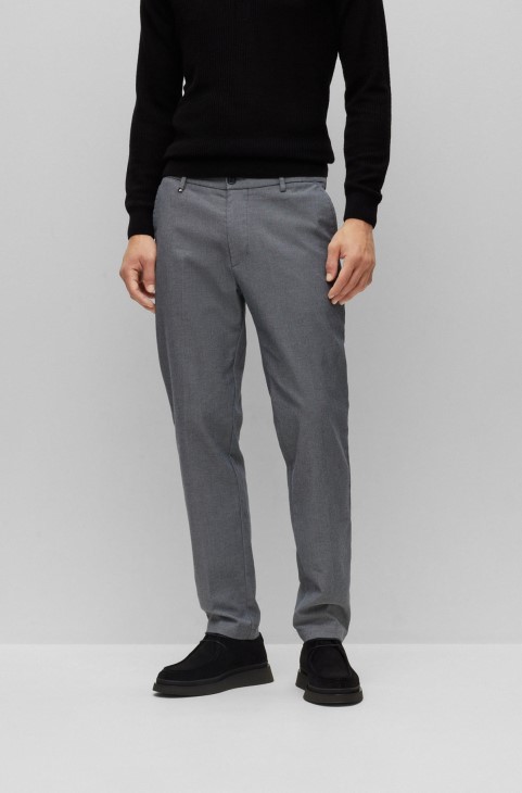 γκρι παντελόνι Hugo Boss Slim-fit σε βαμβακερό μείγμα