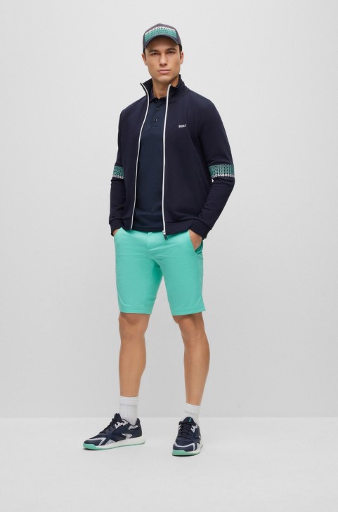 Βαμβακερό μπλουζάκι πόλο σε Slim-fit με κυκλικό μαρκάρισμα Hugo Boss σκούρο μπλε
