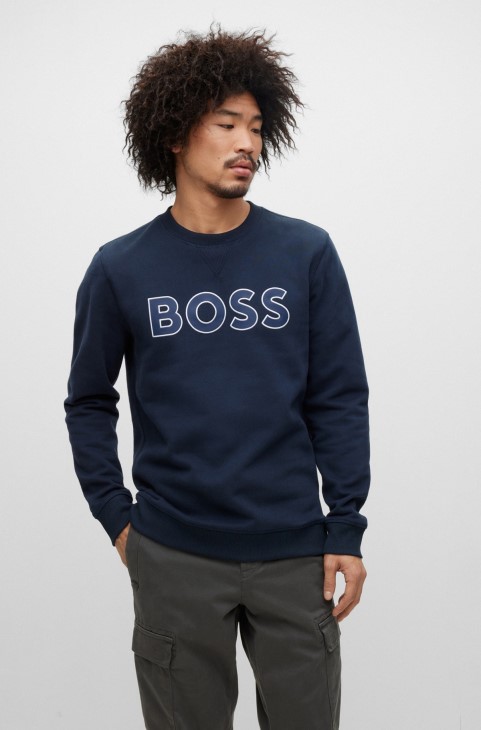 Σκούρο μπλε φούτερ Hugo Boss χαλαρής εφαρμογής με λογότυπο αντίθεσης