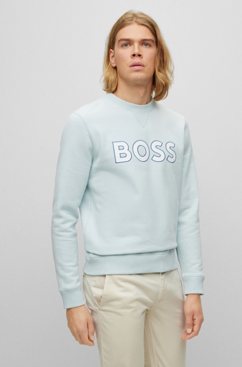 Φούτερ Hugo Boss γαλάζιο με χαλαρή εφαρμογή με λογότυπο αντίθεσης