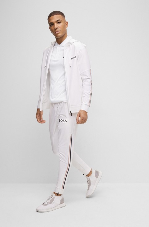 Boss X Matteo Berrettini Slim-fit μπλουζάκι πόλο με δομή Degrade Mesh
