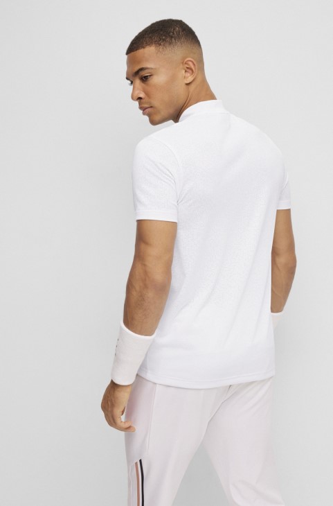 Boss X Matteo Berrettini Slim-fit μπλουζάκι πόλο με δομή Degrade Mesh
