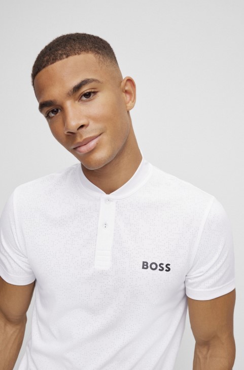 Boss X Matteo Berrettini Slim-fit μπλουζάκι πόλο με δομή Degrade Mesh
