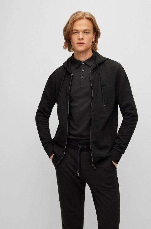 Φούτερ Hugo Boss από οργανικό βαμβάκι με κουκούλα και μαύρο λογότυπο από καουτσούκ