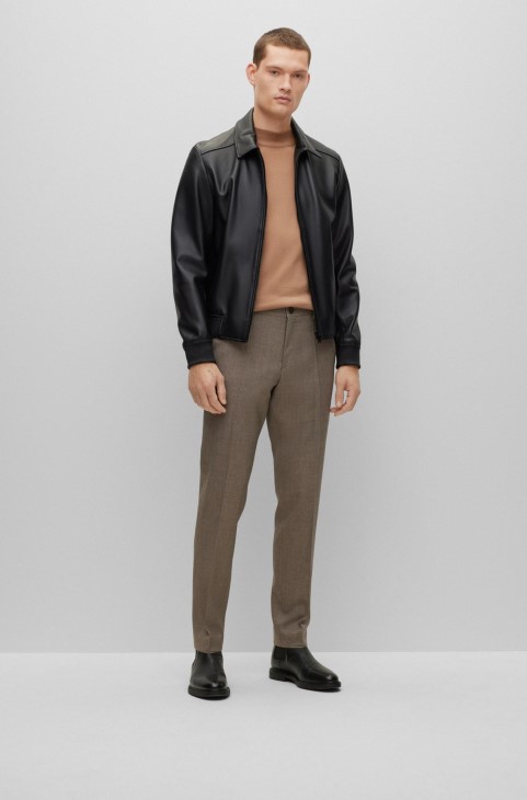 Μπεζ παντελόνι Hugo Boss από μαλλί με Micro σχέδιο
