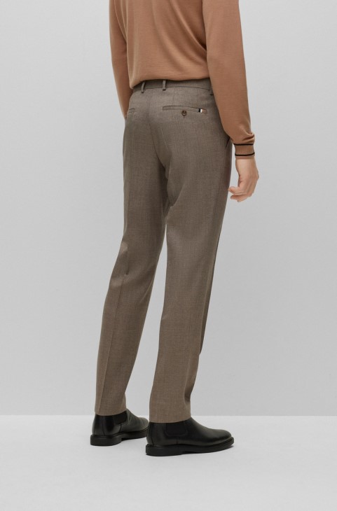 Μπεζ παντελόνι Hugo Boss από μαλλί με Micro σχέδιο
