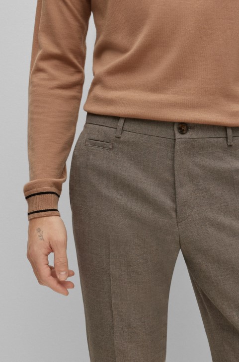 Μπεζ παντελόνι Hugo Boss από μαλλί με Micro σχέδιο
