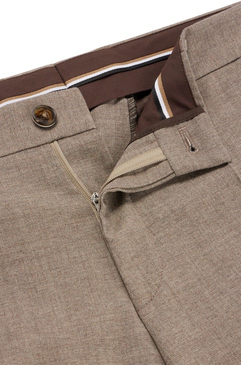 Μπεζ παντελόνι Hugo Boss από μαλλί με Micro σχέδιο
