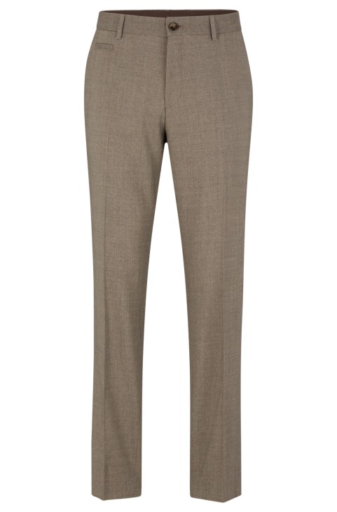 Μπεζ παντελόνι Hugo Boss από μαλλί με Micro σχέδιο
