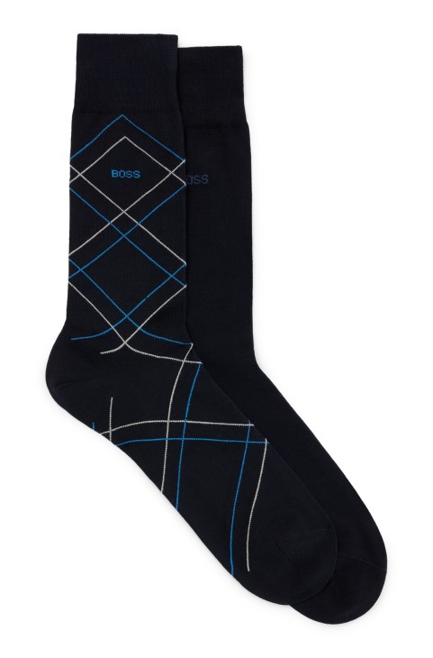 Hugo Boss μπλε δύο πακέτα κάλτσες σε μείγμα μερσεριζέ-βαμβακιού