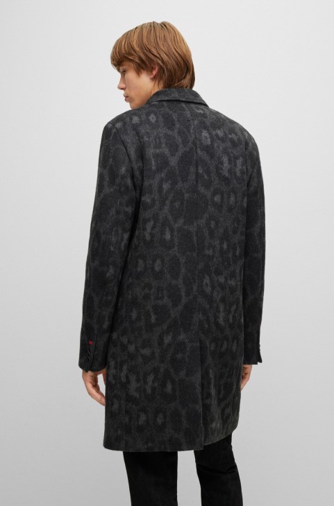 Παλτό από μαλλί Hugo Boss με κανονική εφαρμογή με στάμπα Jaglion μαύρο
