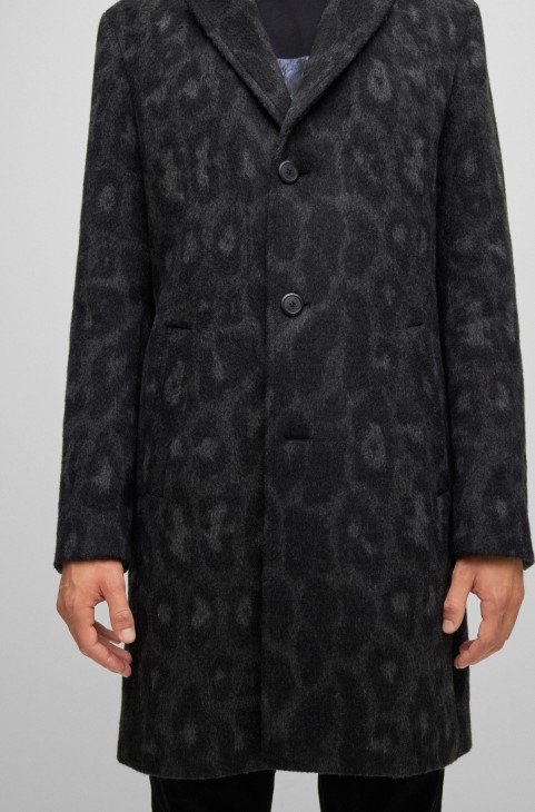 Παλτό από μαλλί Hugo Boss με κανονική εφαρμογή με στάμπα Jaglion μαύρο
