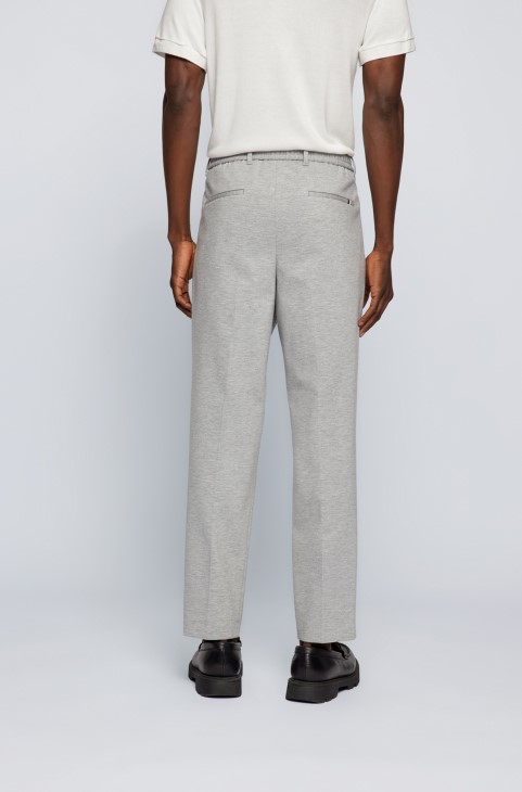 γκρι Cropped χαλαρό παντελόνι με μπροστινές πιέτες Hugo Boss
