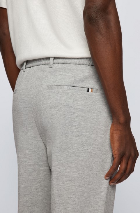 γκρι Cropped χαλαρό παντελόνι με μπροστινές πιέτες Hugo Boss
