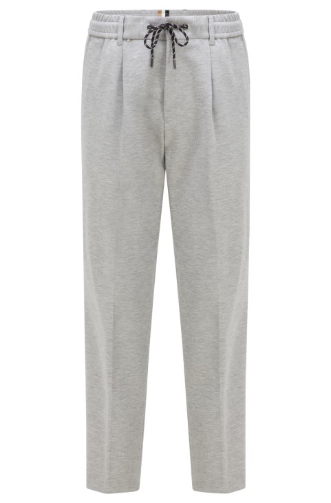 γκρι Cropped χαλαρό παντελόνι με μπροστινές πιέτες Hugo Boss
