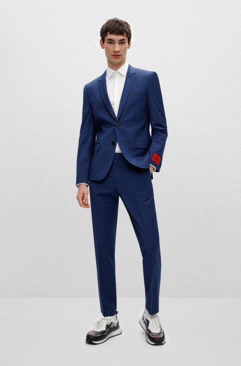 γαλάζιο εξαιρετικά λεπτό κοστούμι σε ένα σούπερ εύκαμπτο μείγμα μαλλιού Hugo Boss