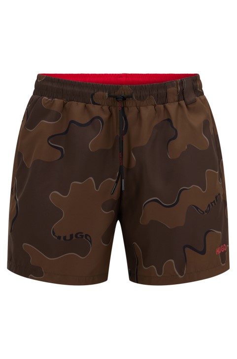 σορτς μαγιό εποχικής εκτύπωσης σε γρήγορο στέγνωμα ανακυκλωμένου υφάσματος Hugo Boss Khaki