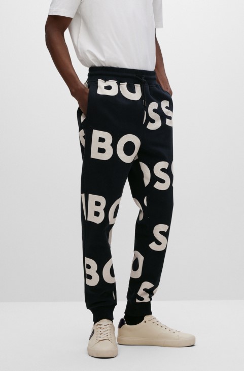 Παντελόνι φόρμας από βαμβακερό μείγμα Hugo Boss με μαύρο τύπωμα λογότυπου
