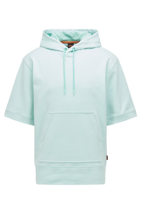 Ανοιχτό πράσινο φούτερ Hugo Boss, βαμβακερή κουκούλα με κοντό μανίκι
