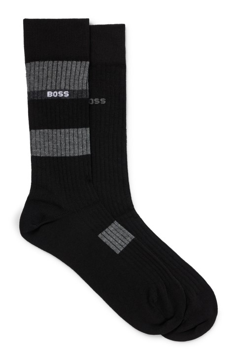 δύο πακέτο κάλτσες σε μείγμα βαμβακερού μαύρου Hugo Boss