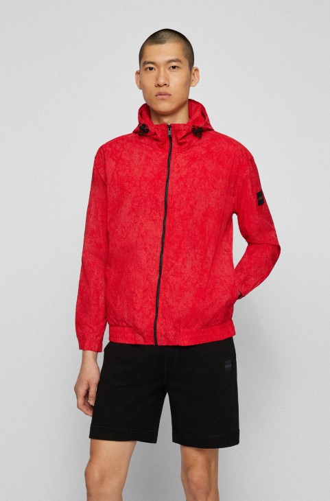 κόκκινο Hugo Boss υπερμεγέθη μπλουζάκι με υδατοαπωθητική ποπλίνα που ξεθωριάζει