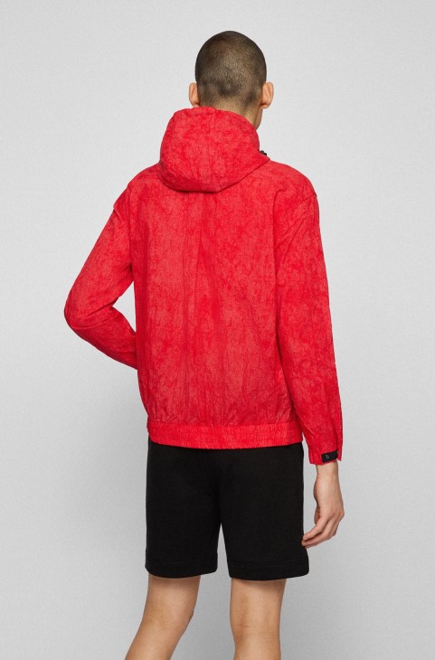 κόκκινο Hugo Boss υπερμεγέθη μπλουζάκι με υδατοαπωθητική ποπλίνα που ξεθωριάζει
