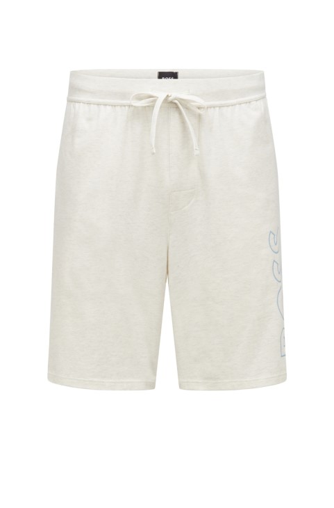 Πυτζάμα σορτς Hugo Boss λευκό ελαστικό βαμβακερό με περίγραμμα λογότυπο