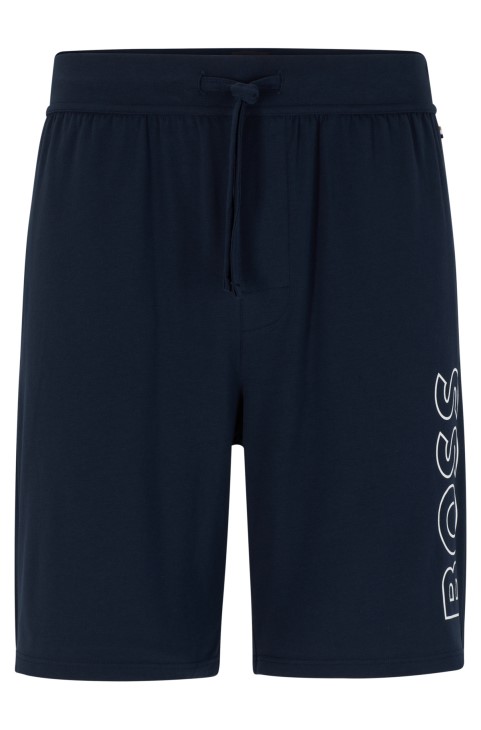 Βαμβακερή πιτζάμα σορτς Hugo Boss με λογότυπο σκούρο μπλε