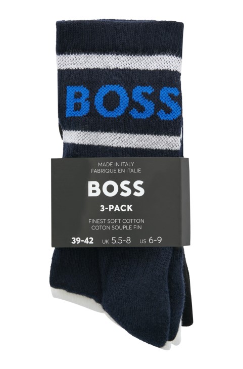 μοτίβο Hugo Boss τριών κοντών κάλτσες με ρίγες και λογότυπο
