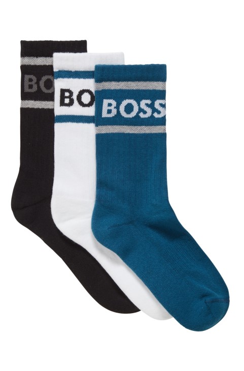 Hugo Boss με σχέδια τριών κοντών κάλτσες με ρίγες και λογότυπο