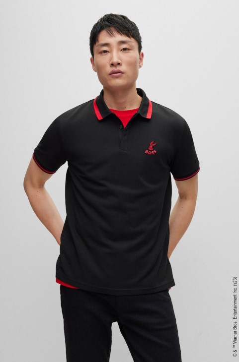 Looney Tunes X Hugo Boss βαμβακερό-πικέ πόλο μπλουζάκι