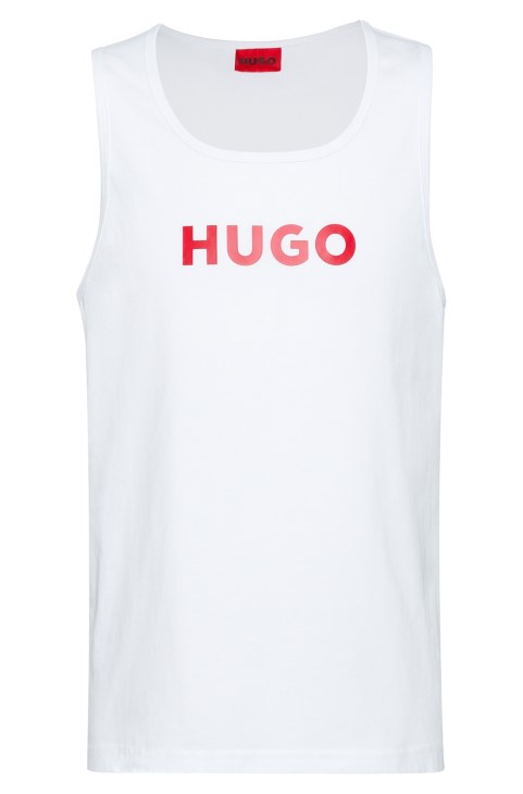 φανελάκι Hugo Boss λευκό βαμβακερό ζέρσεϊ με λογότυπο αντίθεσης