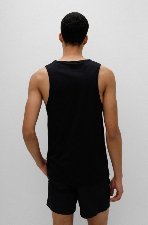 φανελάκι από βαμβακερό ζέρσεϊ Hugo Boss με μαύρο λογότυπο αντίθεσης
