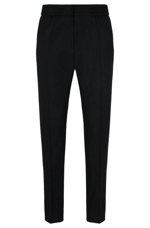 Μαύρο παντελόνι Hugo Boss με εξαιρετικά λεπτή εφαρμογή σε συνδυασμό μαλλί απόδοσης
